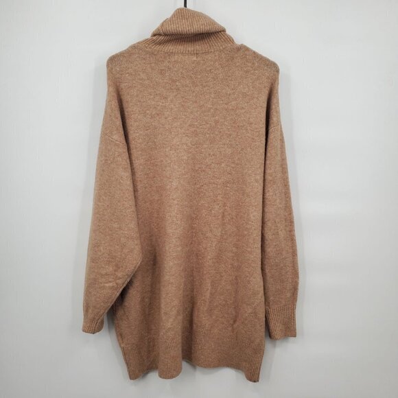 H&M Knitted Cowl Neck Long Jumper Sweater Dress Oversize Soft Small Womens Tan - Picture 2 of 10